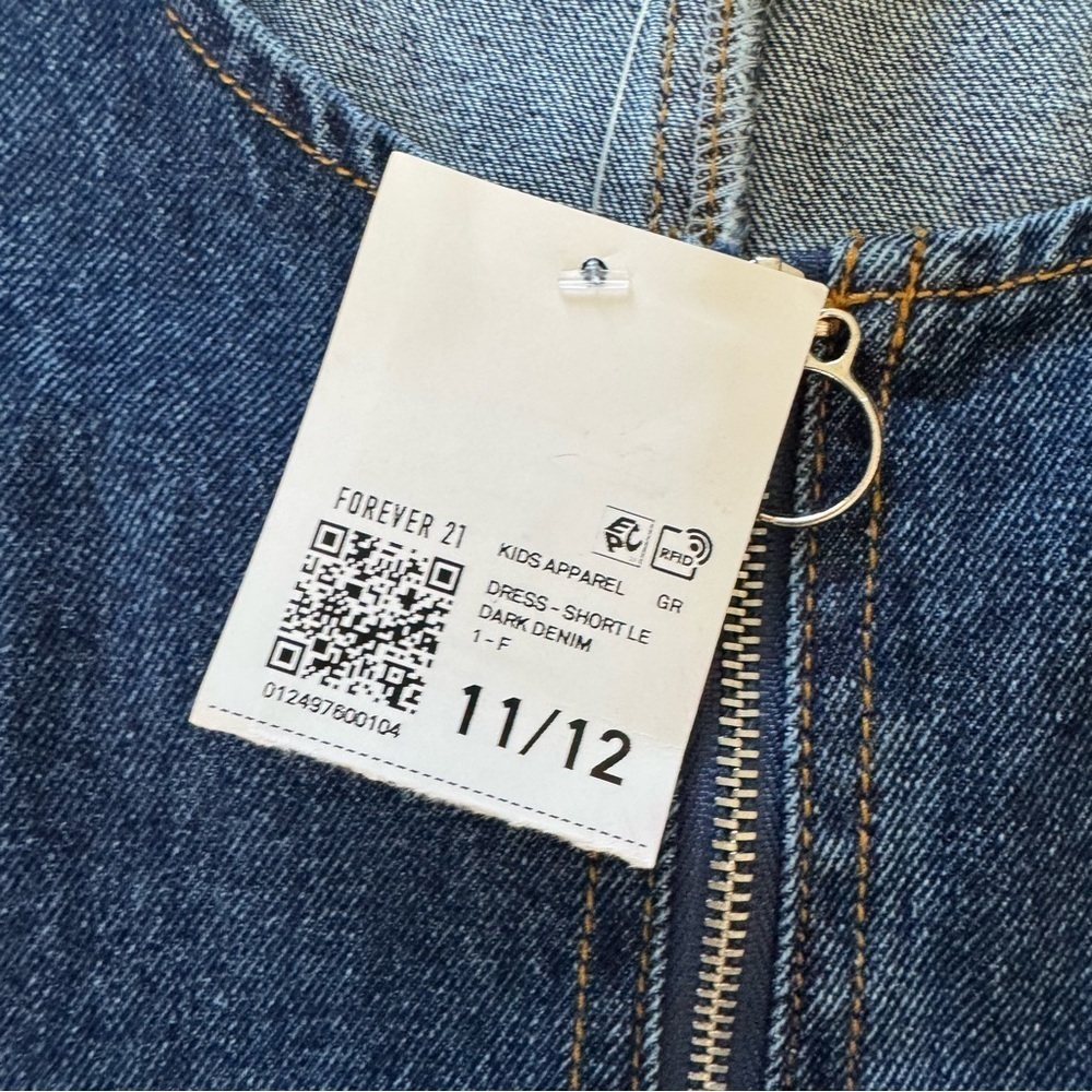 Forever 21 Blue Denim Jeans Dress Straight Sleeveless Belted Girls 11/12 NWT - Picture 8 of 9